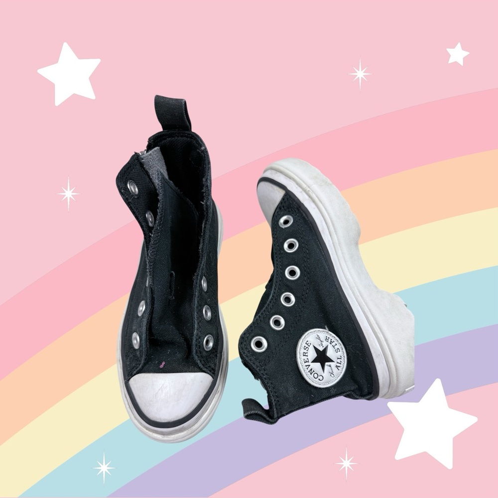 Kids Black and White Converse Sneakers platform